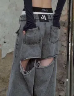 andwang back cutout denim pants デニム Amazon.co.jp: ANDWANG BACK CUTOUT DENIM PANTS デニム