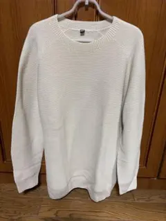 UNIQLOユニクロ　アイボリーリブ編み クルーネックセーター