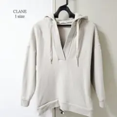 近年モデル☆CLANE クラネ コットン スリットネック パーカー オフホワイト