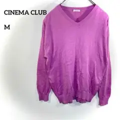 CINEMA CLUB パープル VネックニットMサイズ生地感薄めb129③