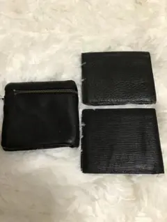 お買い得　 ブラック　本革　二つ折り財布 3点セット