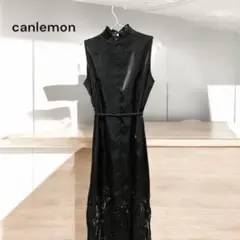 canlemon ブラック サテン ワンピース