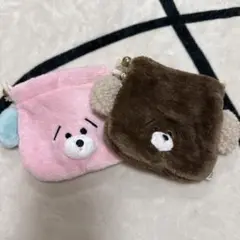クマの顔デザイン 巾着袋 2色セット