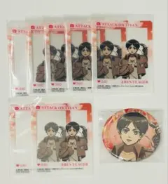進撃の巨人 エレン 缶バッジ SNS風クリアカード ちびっこ調査兵団