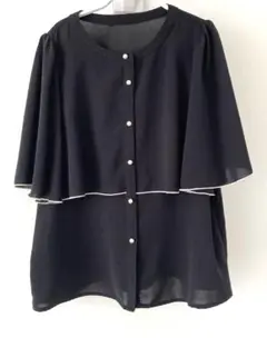 しまむら★黒フリルブラウス★Mサイズ★美品