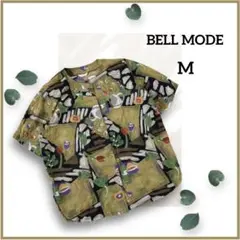 BELL MODE 柄シャツ ブラウス 日本製 綿100% レトロボタンa412