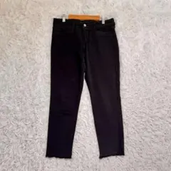 【ゴールデンベア】スキニーパンツ 裾カットオフ アンクル丈 黒 L TC171