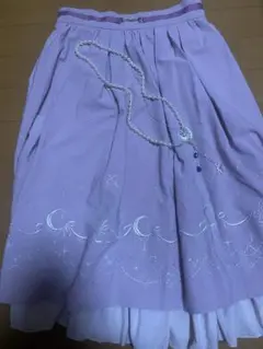 ラベンダー刺繍スカート Mサイズ