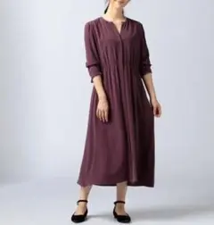 23区★シルク100 【洗える】サンドウォッシュシルク マキシワンピース