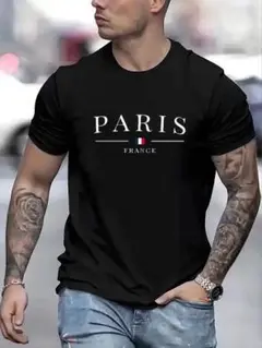PARIS FRANCE メンズ　Tシャツ ブラック　シンプル　Sサイズ
