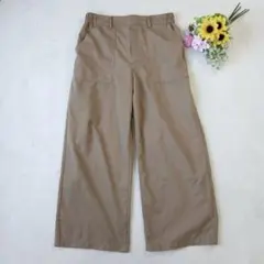 【エイチケーワークスロンドン】大きめLLサイズ　ワイドパンツ　ベージュ　しまむら