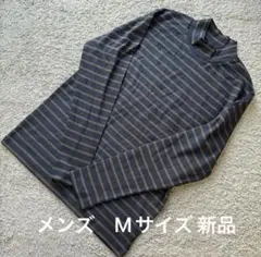 メンズ 紺カーキストレッチハイネック長袖TシャツM新品