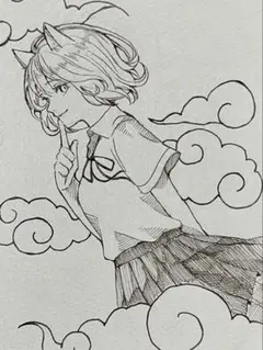 手描きイラスト　オリジナル　女の子　アナログ