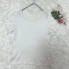 L&Beautiful (L) アンゴラ混 パール付き半袖ニット きれいめ 上品