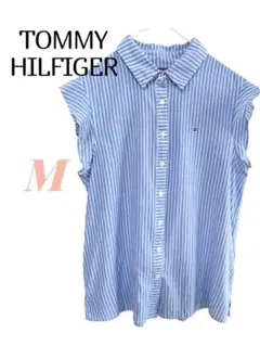 TOMMY HILFIGER フレンチ袖 ストライプ 水色 襟付き