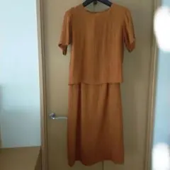オレンジ色 半袖セットアップ　ハンドメイド
