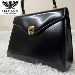 濱野皮革工藝HAMANO ブラックフォーマルバッグ　ハンドバッグ　黒　皇室御用達