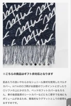 WTWロゴデザイン ネイビーラグ & クッション　セット