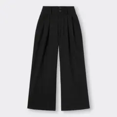 ⚫︎【ジーユーGU】GIRLS起毛タックワイドパンツJR（L）黒