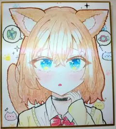 オリジナル　手描き　イラスト　猫耳　美少女　女の子　可愛い　猫の擬人化