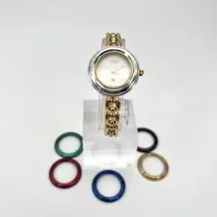 美品◆稼働品◆グッチ 12色 チェンジべゼル シルバー◆箱付 新品電池 美品 グッチ 11/12.2L チェンジベゼル6色 シルバー クォーツ