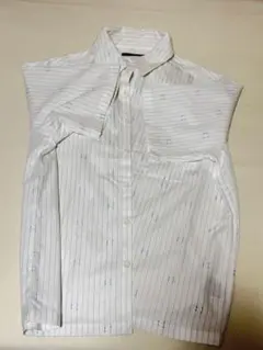 Quriostore "ミュラー゠リヤー" ストライプシャツ ホワイト(M)