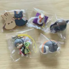 夏目友人帳 10周年記念フィギュアストラップ、LaLaふろくなど6点セット