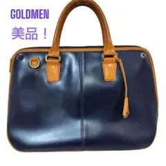 GOLDMEN ビジネスバッグ ネイビー×キャメル A4収納可