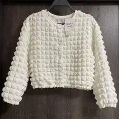 新品 しまむら Amista 2wayぽこぽこトップス 白　M