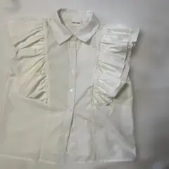 【美品】フリル付きホワイトノースリーブシャツ