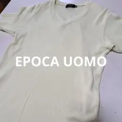 EPOCA UOMO リブ編ライトイエロー Vネック Tシャツ 50