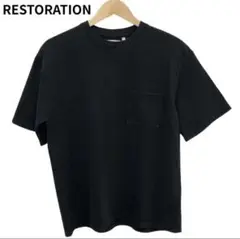 RESTORVTION ブラック Tシャツ ポケット付き　シンプル