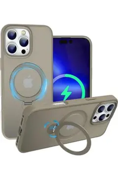 iPhone16PRO用スマホケース MagSafe対応スタンド チタンゴールド