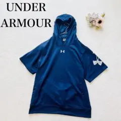 【アンダーアーマー】半袖パーカー（XL）フーディ プルオーバー ビッグロゴ 英字