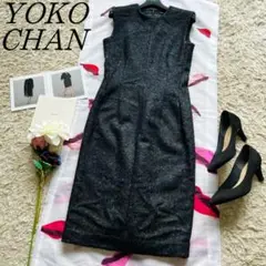 【美品】YOKO CHAN ノースリーブロングワンピース ストレートブラック38