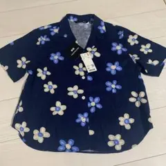 新品未使用　UNIQLO marimekko 花柄 半袖シャツ XS ネイビー