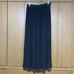 リバーシブルプリーツロングスカート 黒 茶色