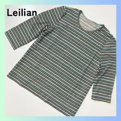 新品　Leilian レリアン ストライプ 五分袖 カットソー ストライプ