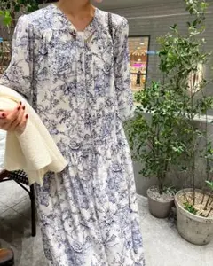 トワルジュイ　ボウタイワンピース　ネイビー