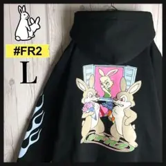 【超希少デザイン】エフアールツー☆ビッグプリント パーカー フレイムロゴ 美品