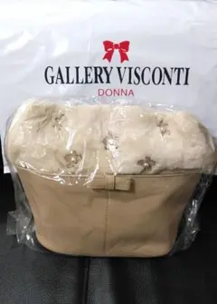 GALLERY VISCONTI★未使用品★フェイクファーショルダーバッグ