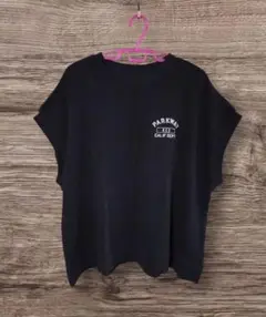 ロデオクラウンズ 黒 ワッフルニット 生地 ノースリーブ Tシャツ 大きめ