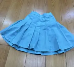 水色 エメラルドグリーンプリーツスカート