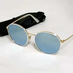 良品 ACROPOLIS ブルーレンズ ゴールド サングラス m261