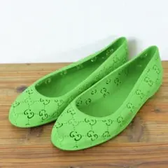 GUCCI グッチ GG 総柄 ロゴ ビニール フラット バレエシューズ