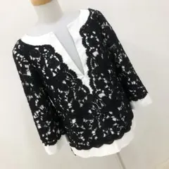 ADORE アドーア 花柄レースオンブラウス 七分袖 サイズ38 レディース M