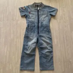 デニムブルー ジッパー付きオーバーオール 100cm