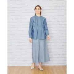 美品 ゴールデンベア ワイドパンツ ストライプ ガウチョパンツ 大きいサイズL