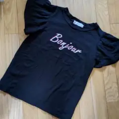 31Sons de mode 袖フリルTシャツ カットソー　ブラック黒　トップス
