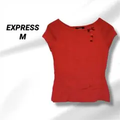 EXPRESS レッド 半袖 トップス M ストレッチ素材